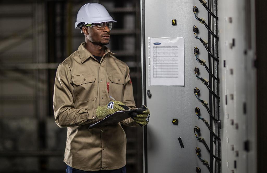 warehouse supervisor in khaki uniform